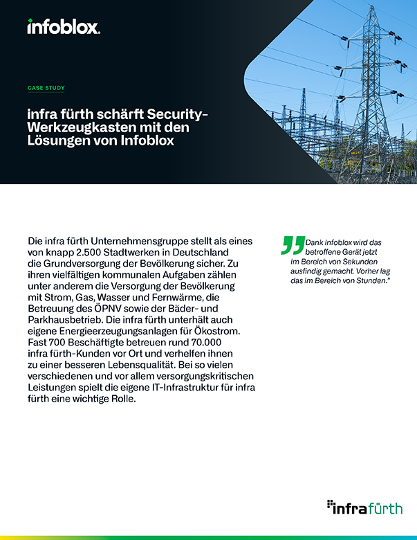 infra fürth schärft Security-Werkzeugkasten mit den Lösungen von Infoblox