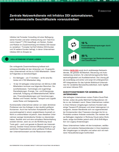 Zentrale Netzwerkdienste mit Infoblox DDI automatisieren, um kommerzielle Geschäftsziele voranzutreiben